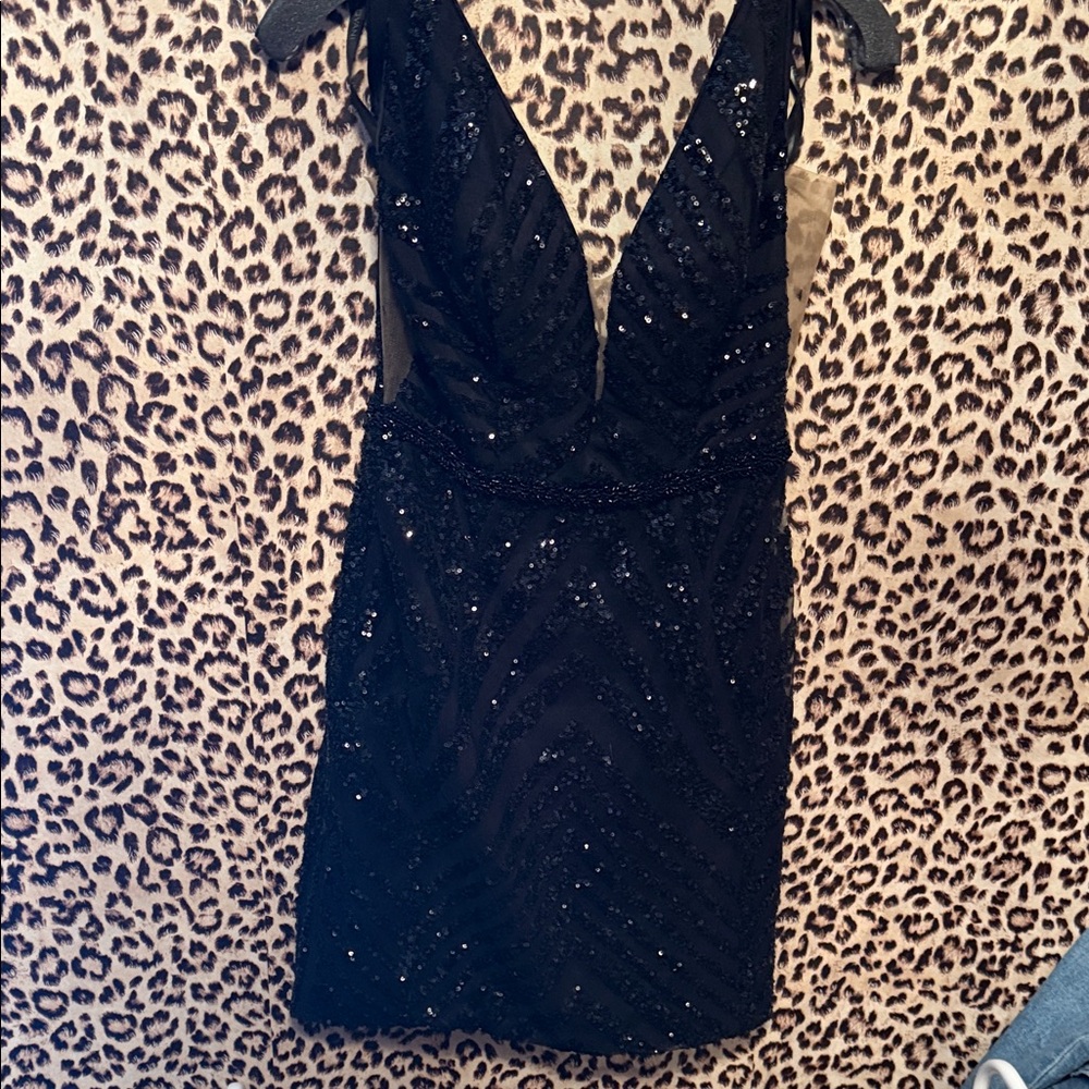 Jovani Black Sequin Backless Dress